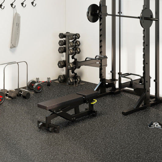 0.79 inch Thick Rubber Top Exercise Mat 48 Sq Ft with Boarders-Black