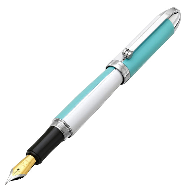 Visionary® Brass & Aluminum Enameled Fountain Pen (Fine Nib) - Sky Blue / White - Gifts for You 'n Me