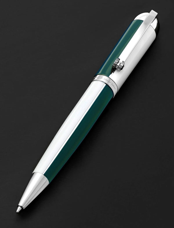 Visionary® Brass & Aluminum Enameled Ballpoint Pen - Teal Green / White - Gifts for You 'n Me