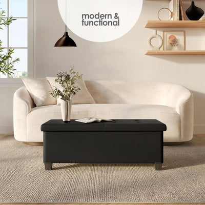 Black Forty ThreeInch Premium Multifunctional Storage Ottoman Bench