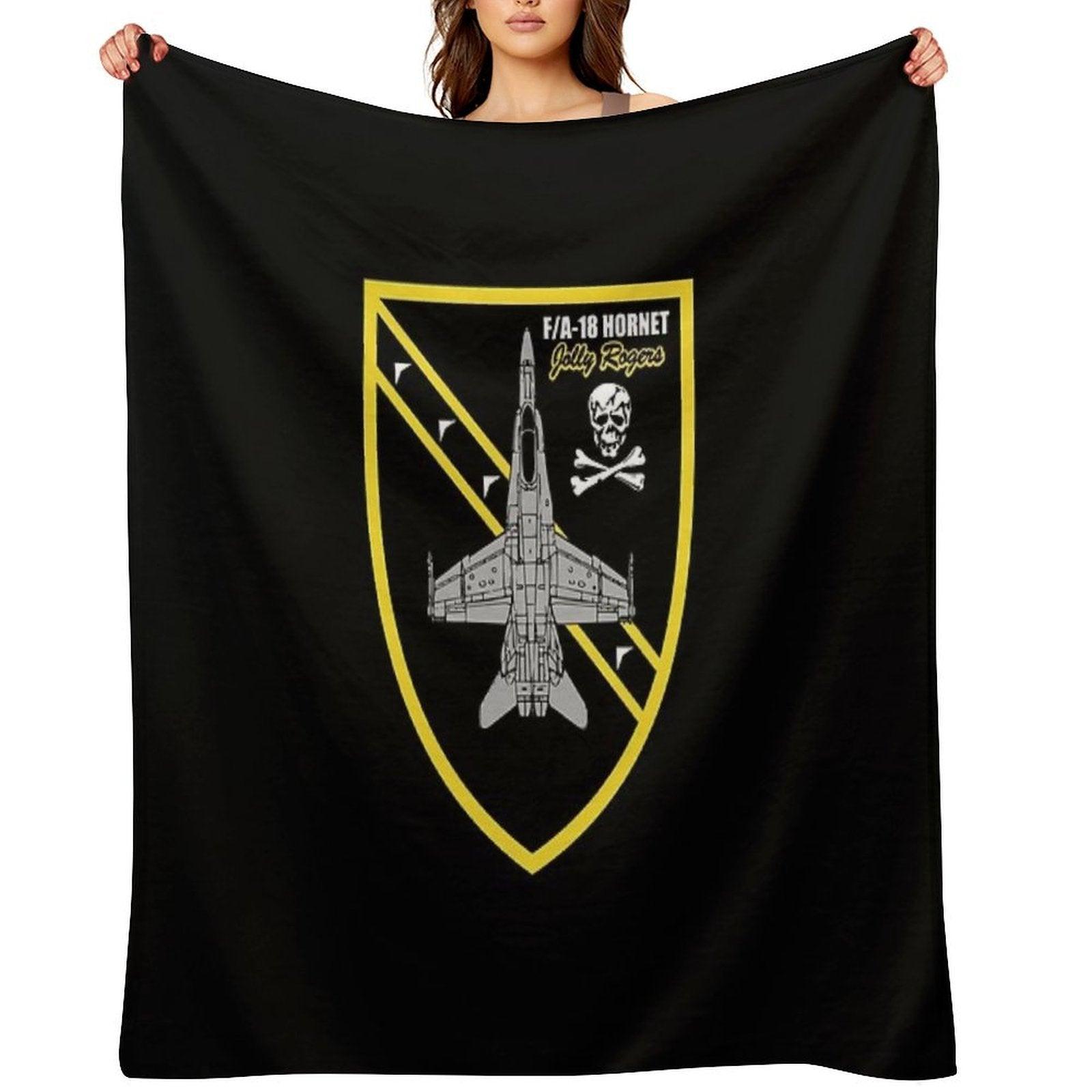 FA-18 Hornet Jolly Rogers Throw Blanket