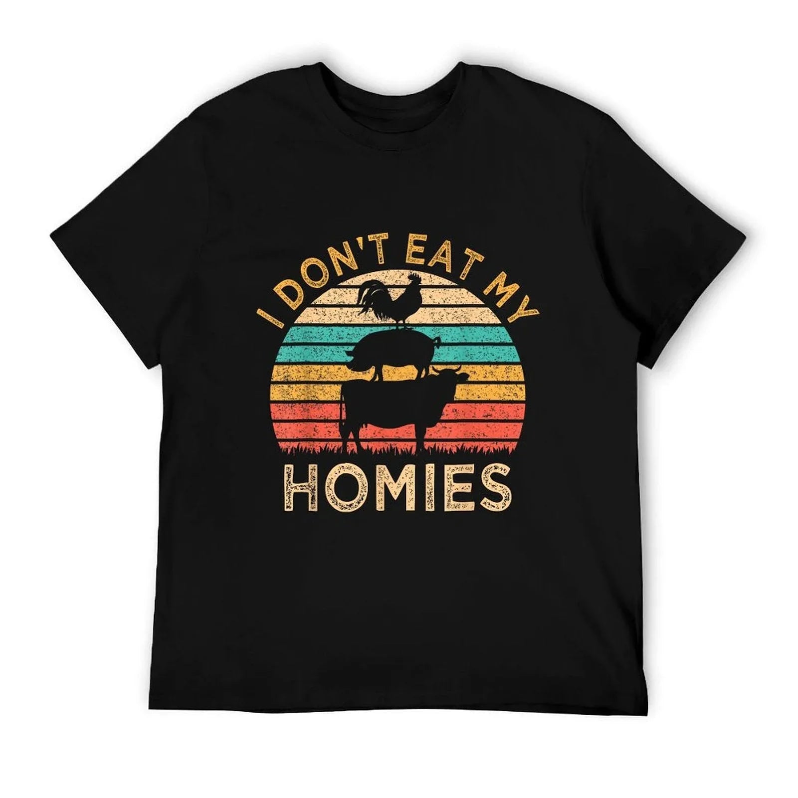 Vegetarian I Don't Eat My Homies Funny Vegan Retro T-Shirt