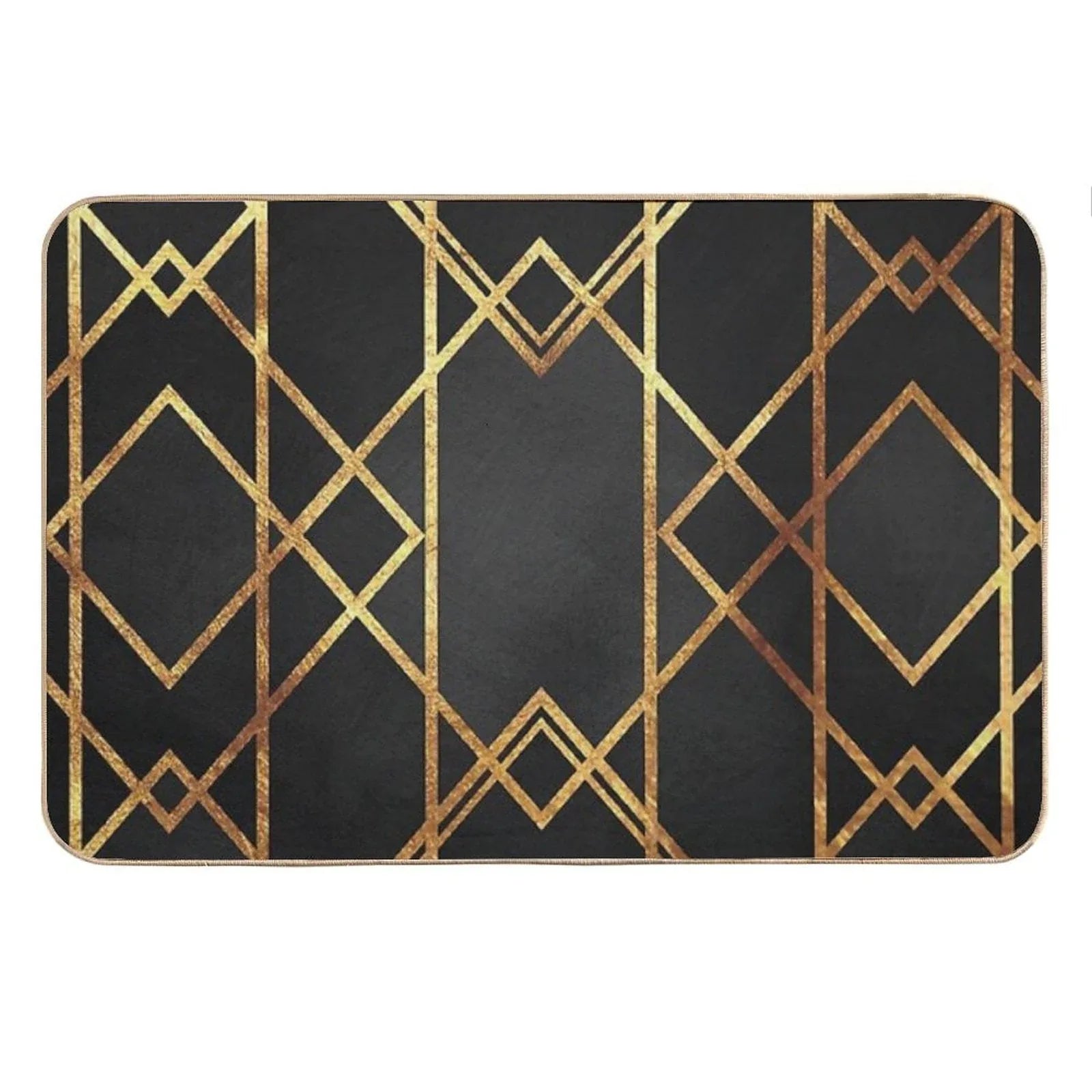 Black Gold Geometric Bath Mat