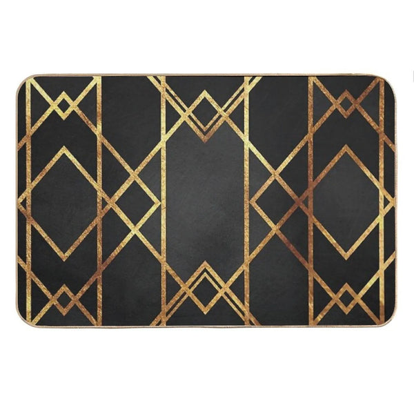 Black Gold Geometric Bath Mat