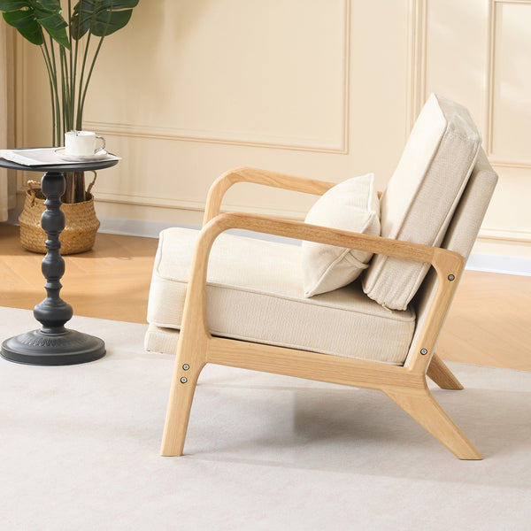 Beige Mid‑Century Accent Chair