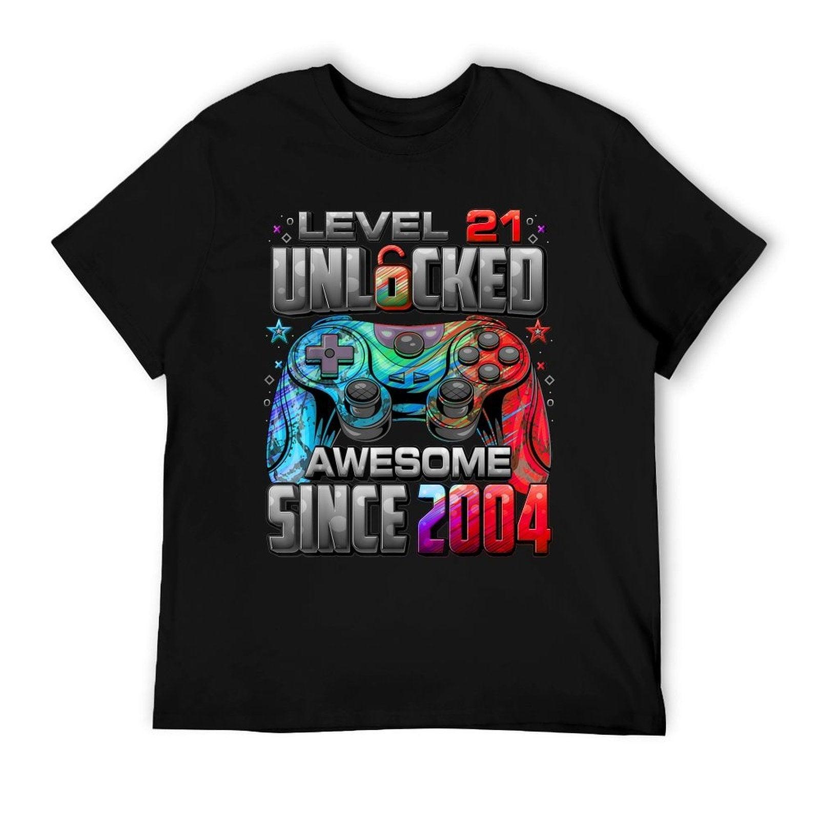 Level 21 Unlocked Awesome Since 2004 21st Birthday Gaming T-Shirt