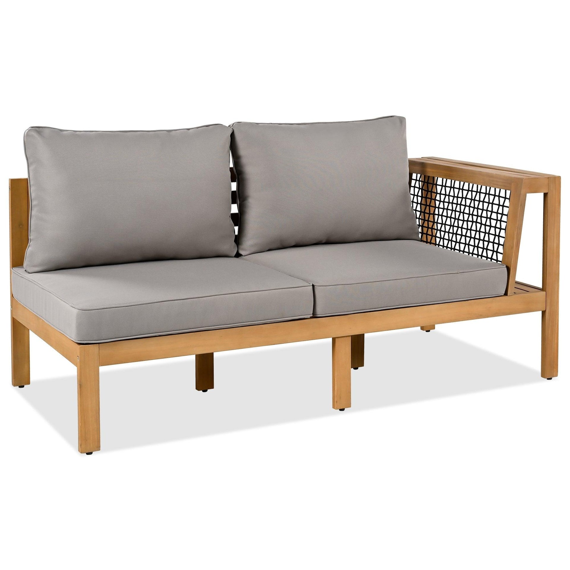 4 Pieces Outdoor Acacia Wood Sofa Set
