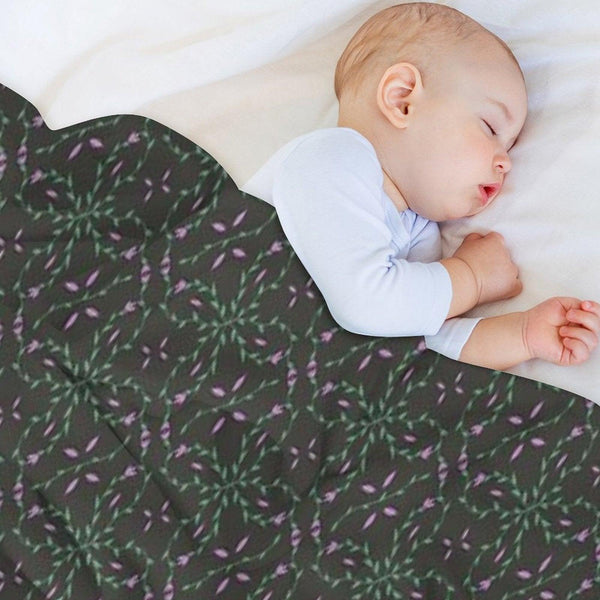 Bloom Vine in Purple And Black Throw Blanket