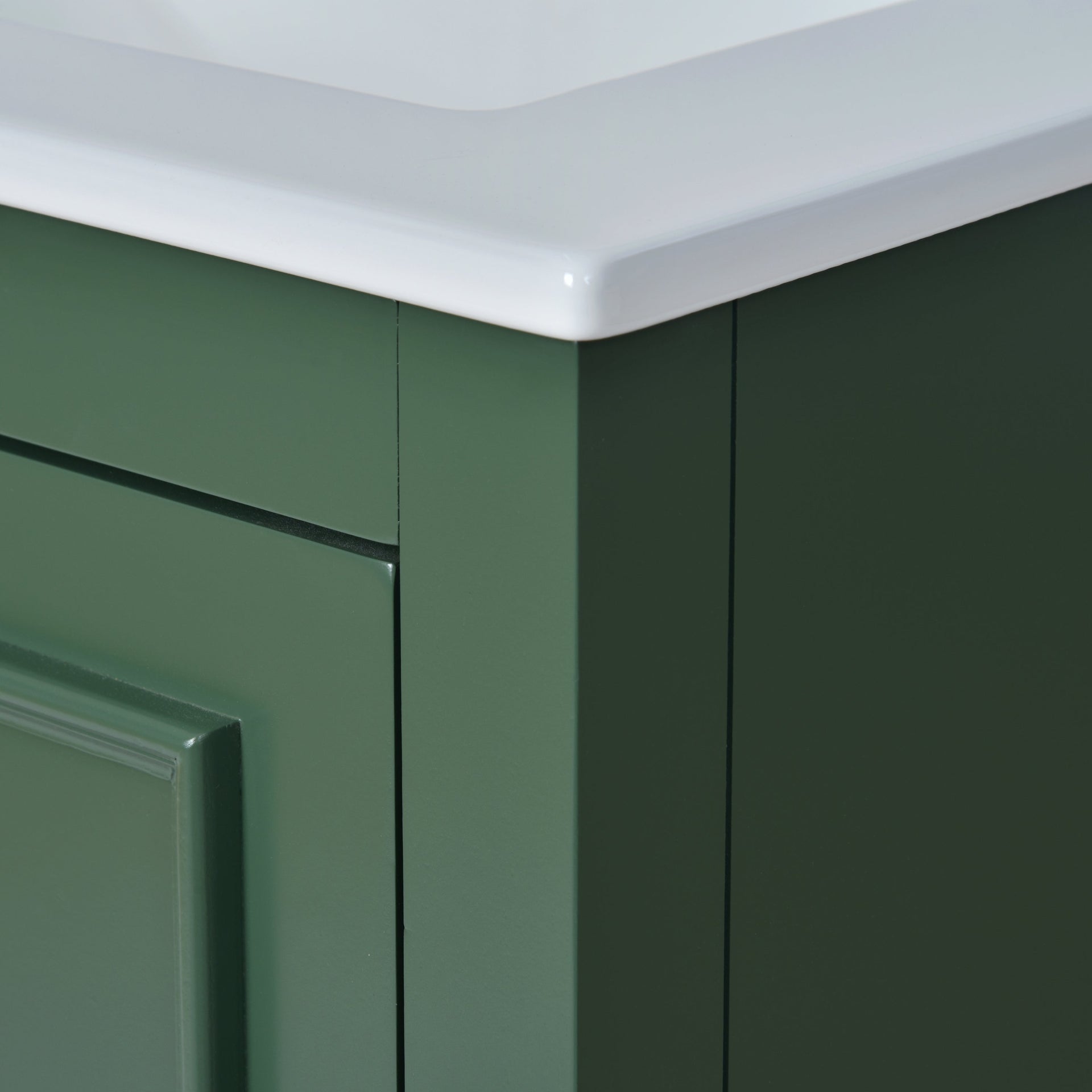 Bathroom Vanity with Ceramic Sink and Modern Freestanding Storage Cabinet, Soft-Close Doors