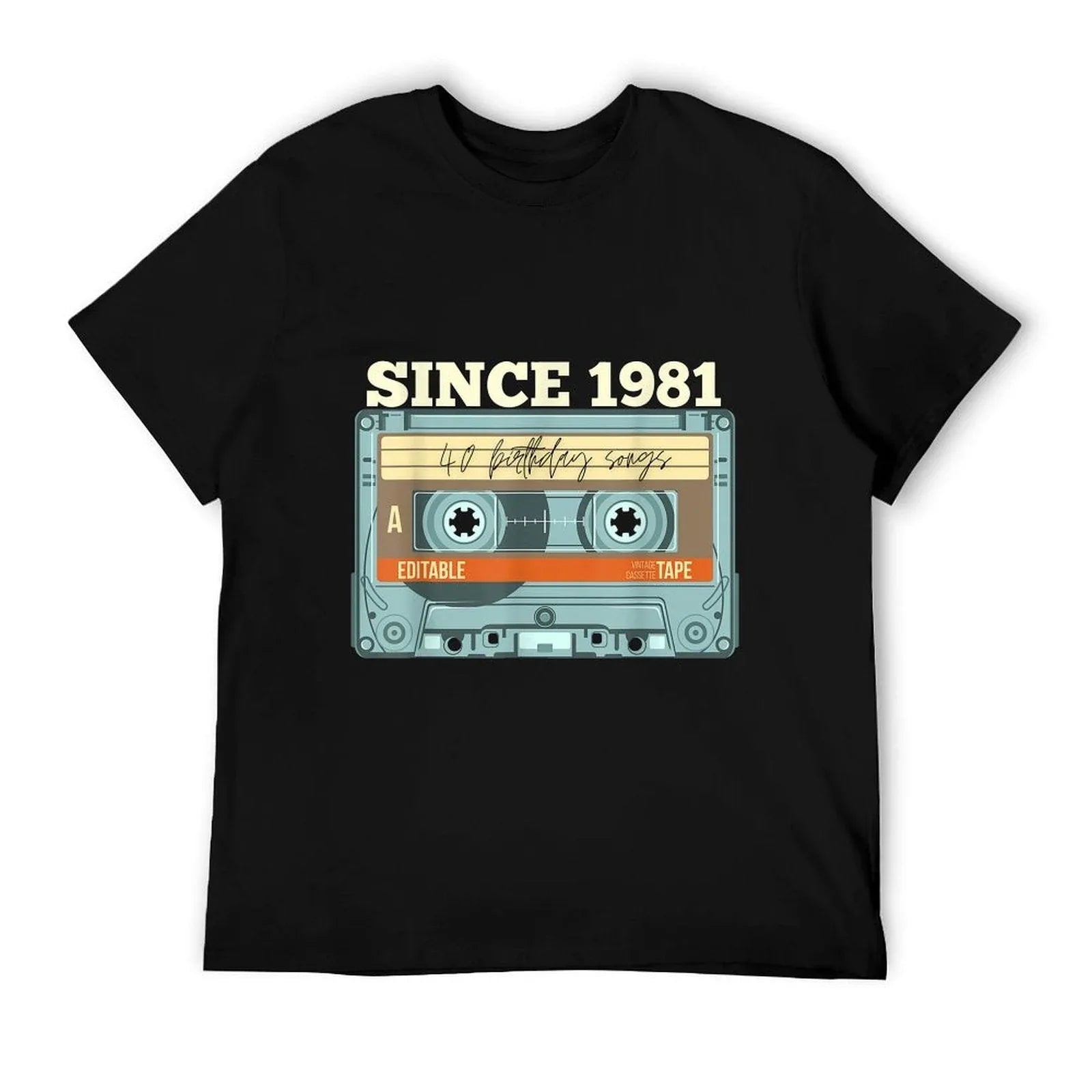 40th Birthday Gifts For Men And Women Cassette  Ribbed Collar T-Shirt