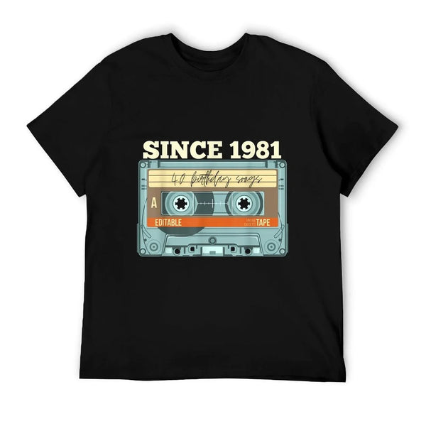 40th Birthday Gifts For Men And Women Cassette  Ribbed Collar T-Shirt