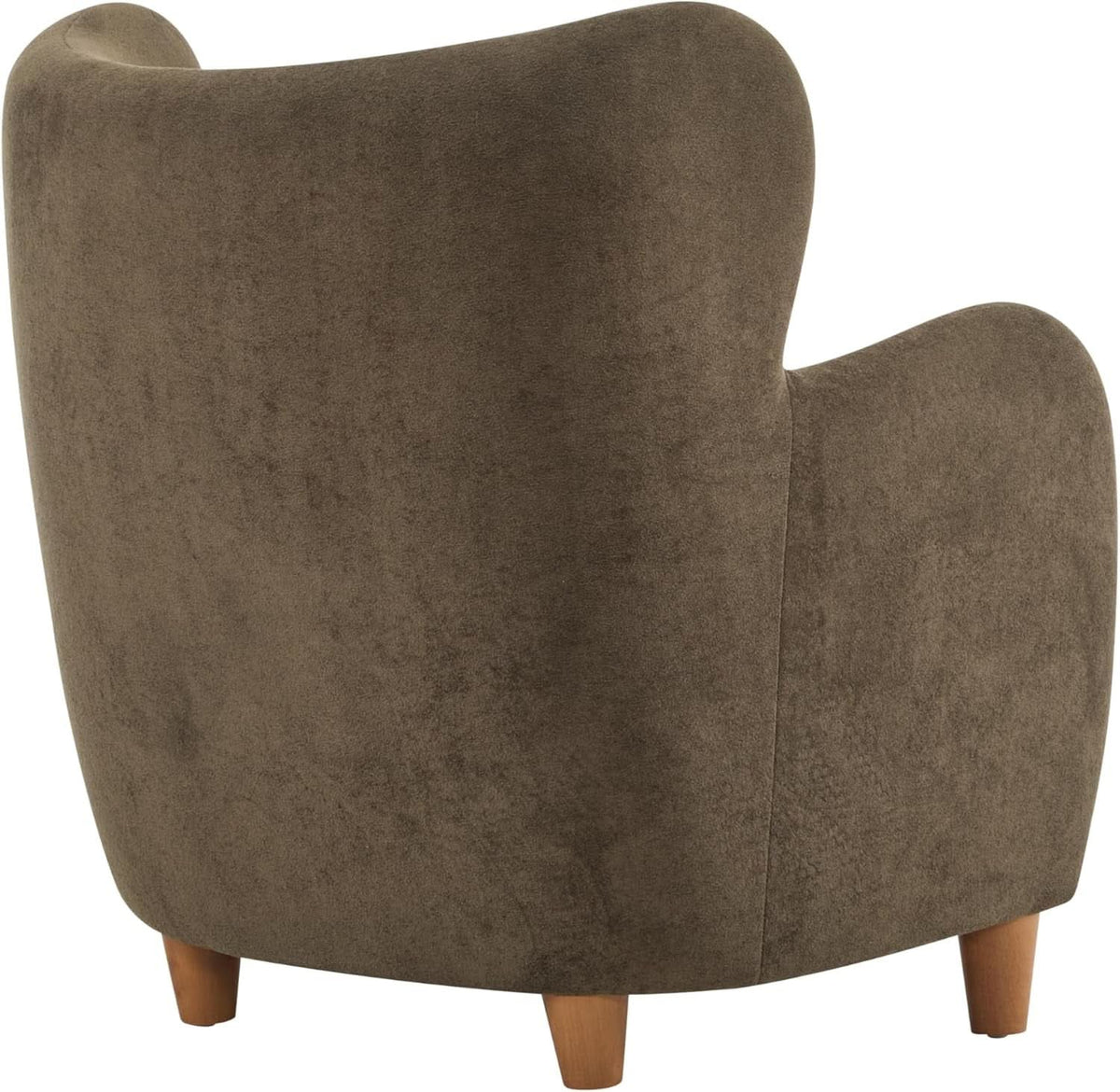 Brown Velvet Wingback Chair With Contoured Backrest
