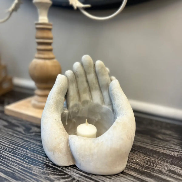 Cement Hands Planter/Candle Holder