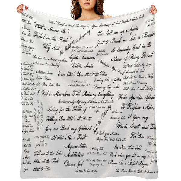 Taylor's The Tortured Poets Department Eras Tour Lyric Dress Comfort Throw Blanket