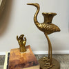 Crane Candle Holder with Antique Gold Finish