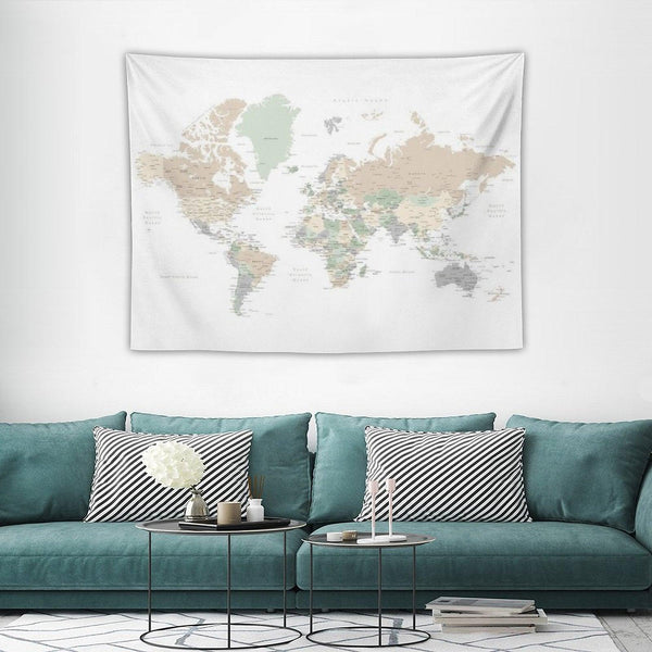Detailed World Map with Cities, Anouk Tapestry