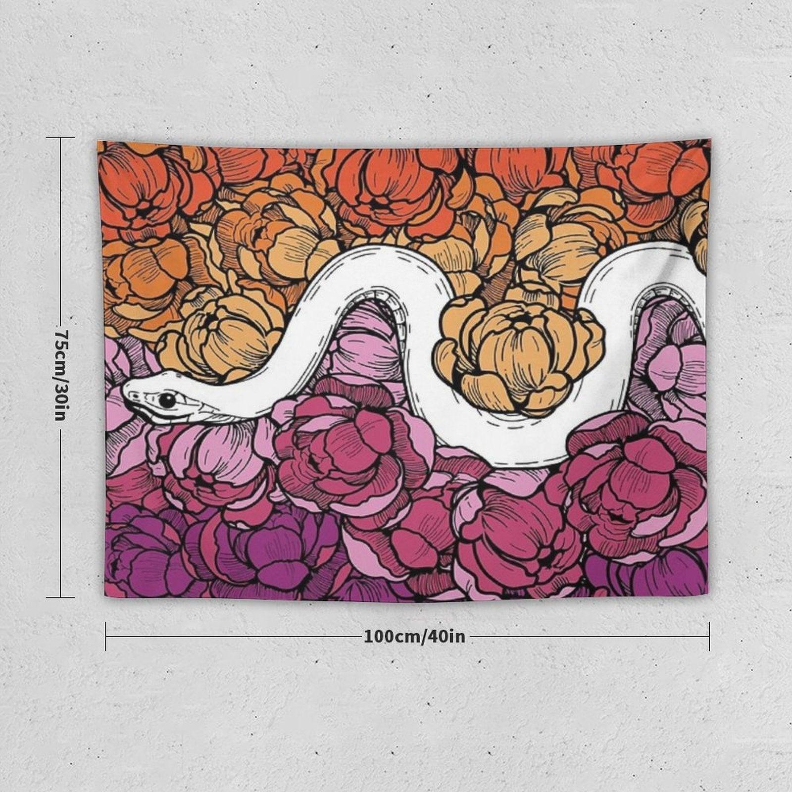 Floral Snake Lesbian Pride Colors Tapestry