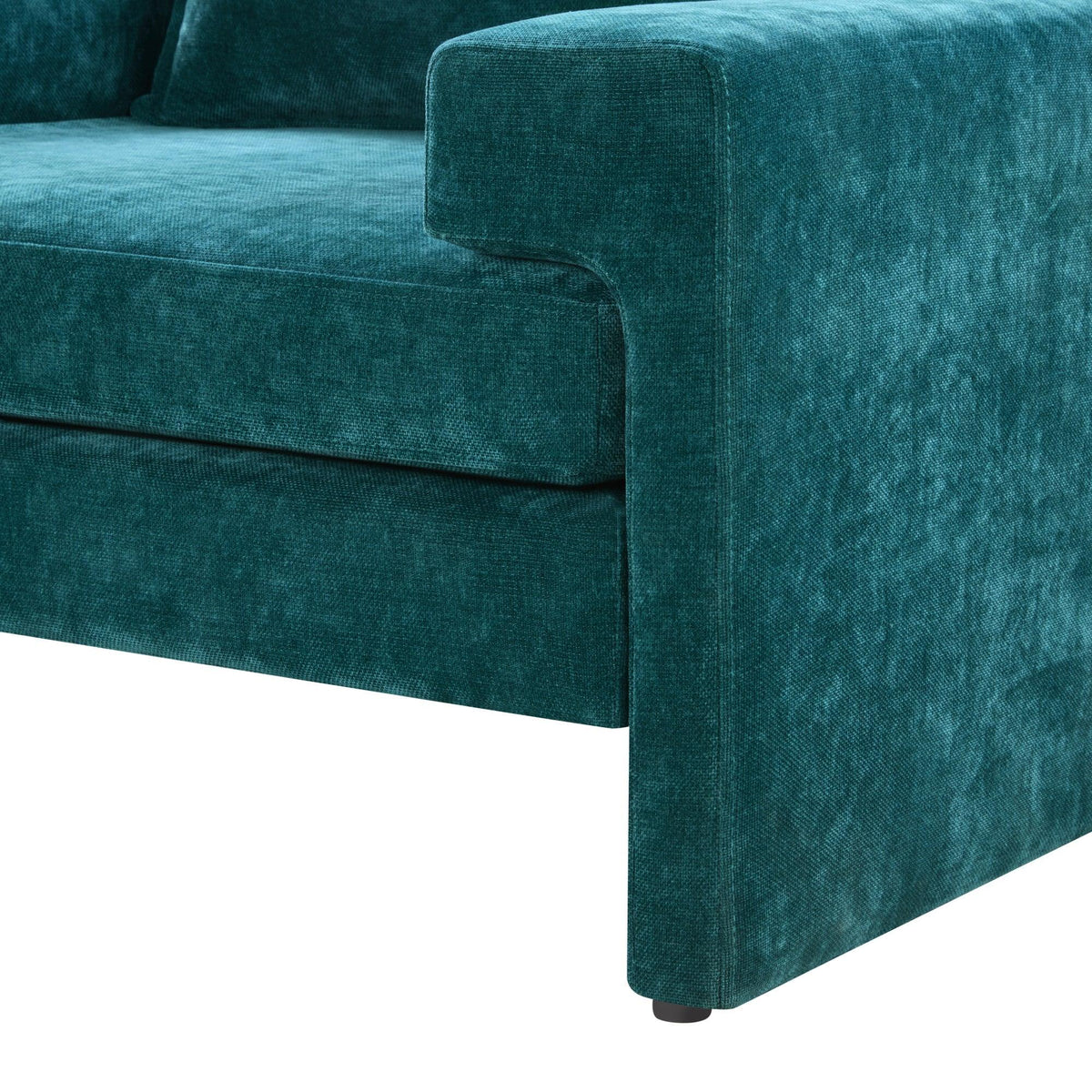 Oversized Green Chenille Accent Chair with Deep Seat & Plush Cushions