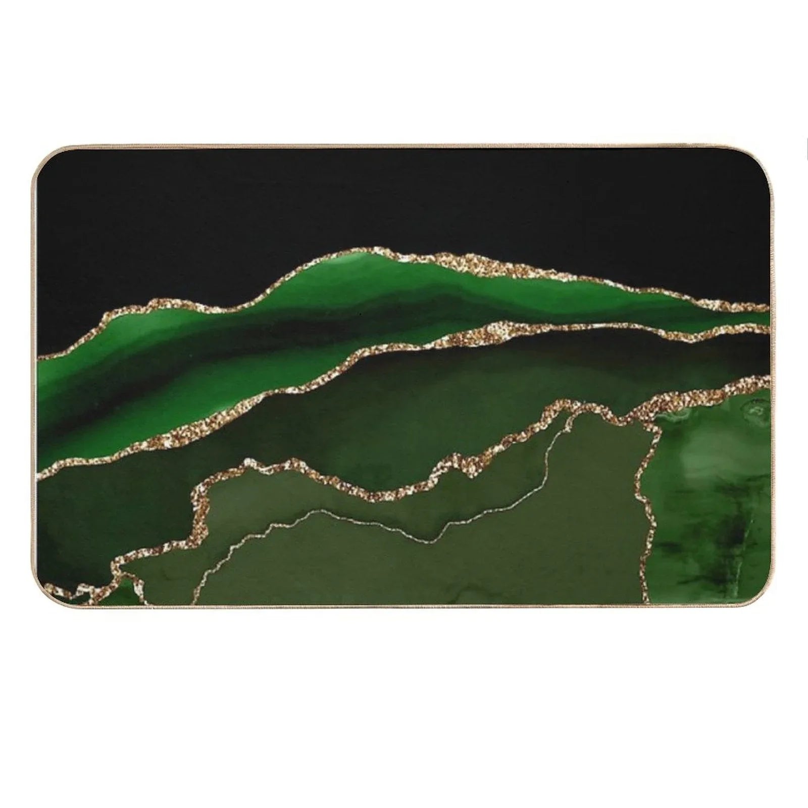 Emerald Green Faux Malachite Marble Bath Mat