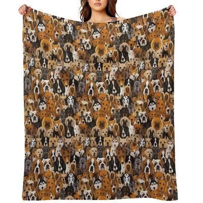 Watercolor Dog Pattern Shrink-resistant Throw Blanket