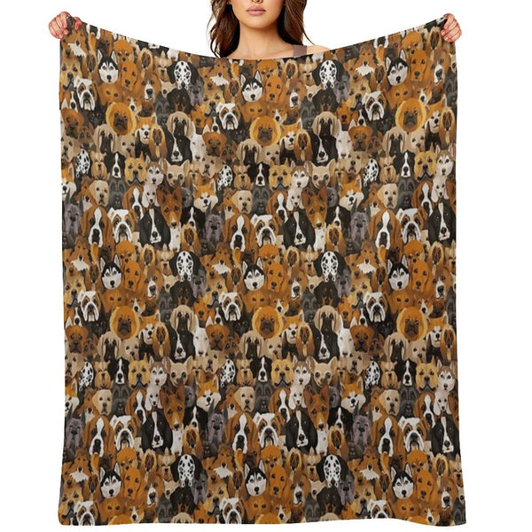 Watercolor Dog Pattern Shrink-resistant Throw Blanket