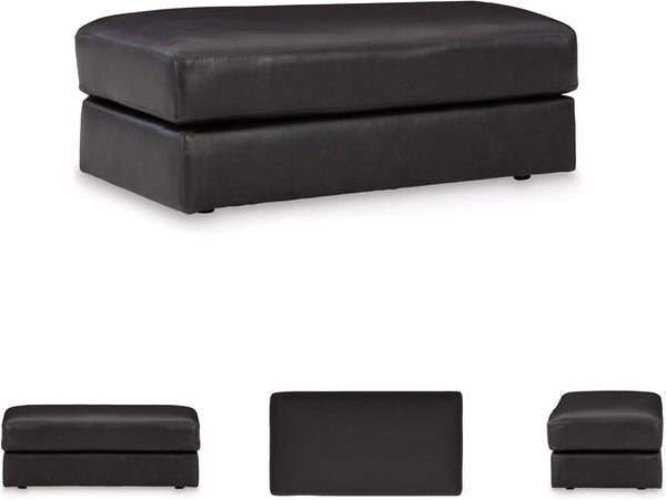 Contemporary Black Cushioned Rectangular Ottoman Finish