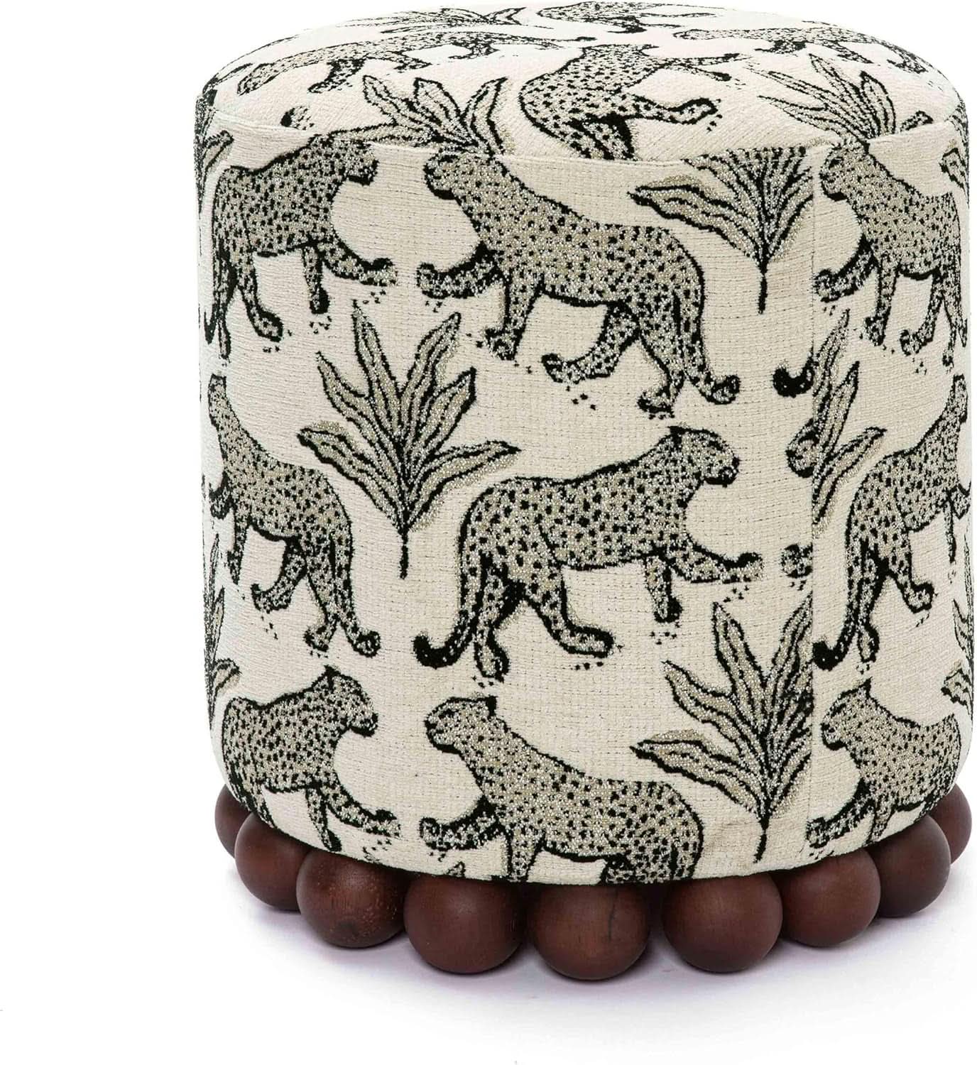Dex Taupe Leopard Jacquard Ottoman Fully Assembled