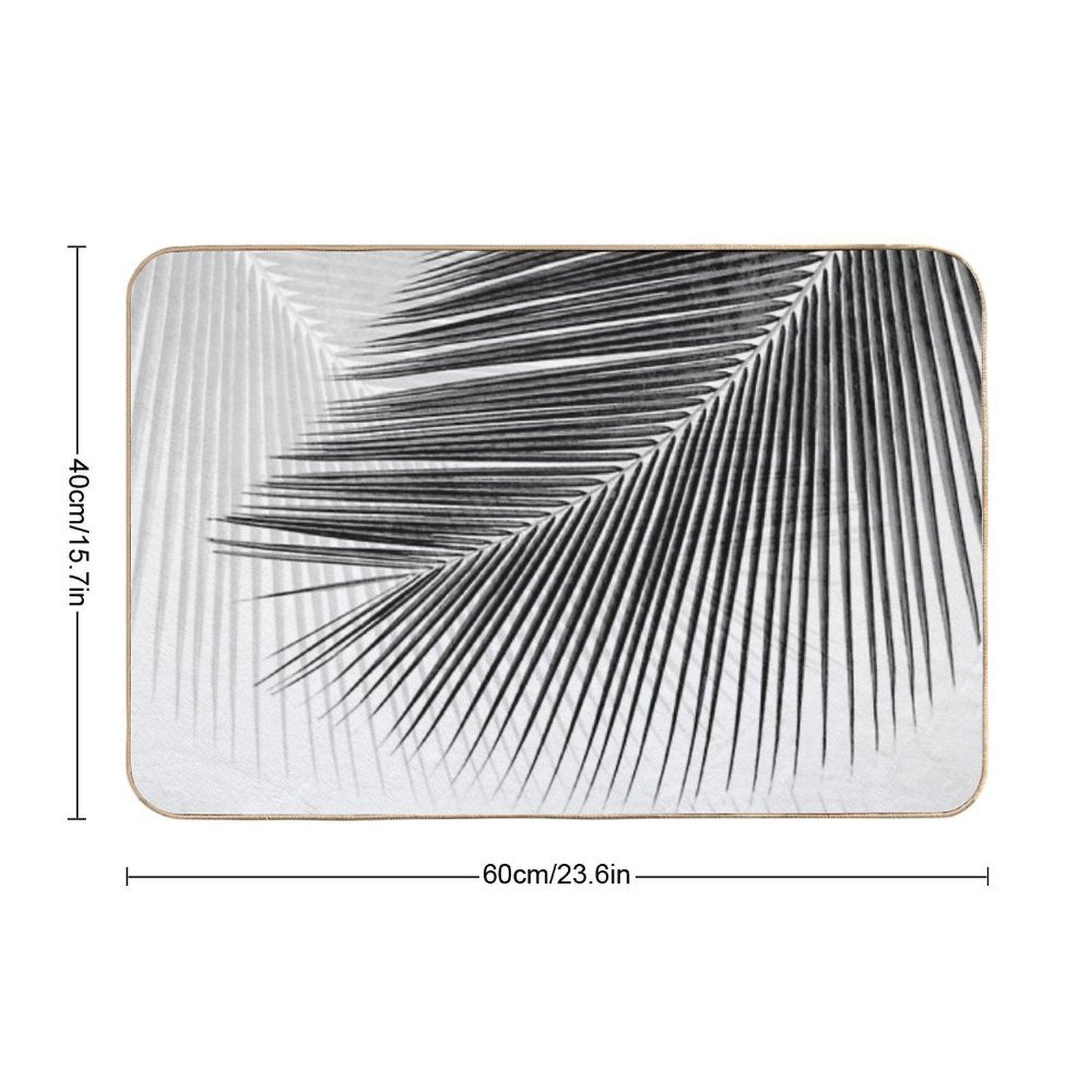 Palm Leaf Synchronicity - Bw Bath Mat