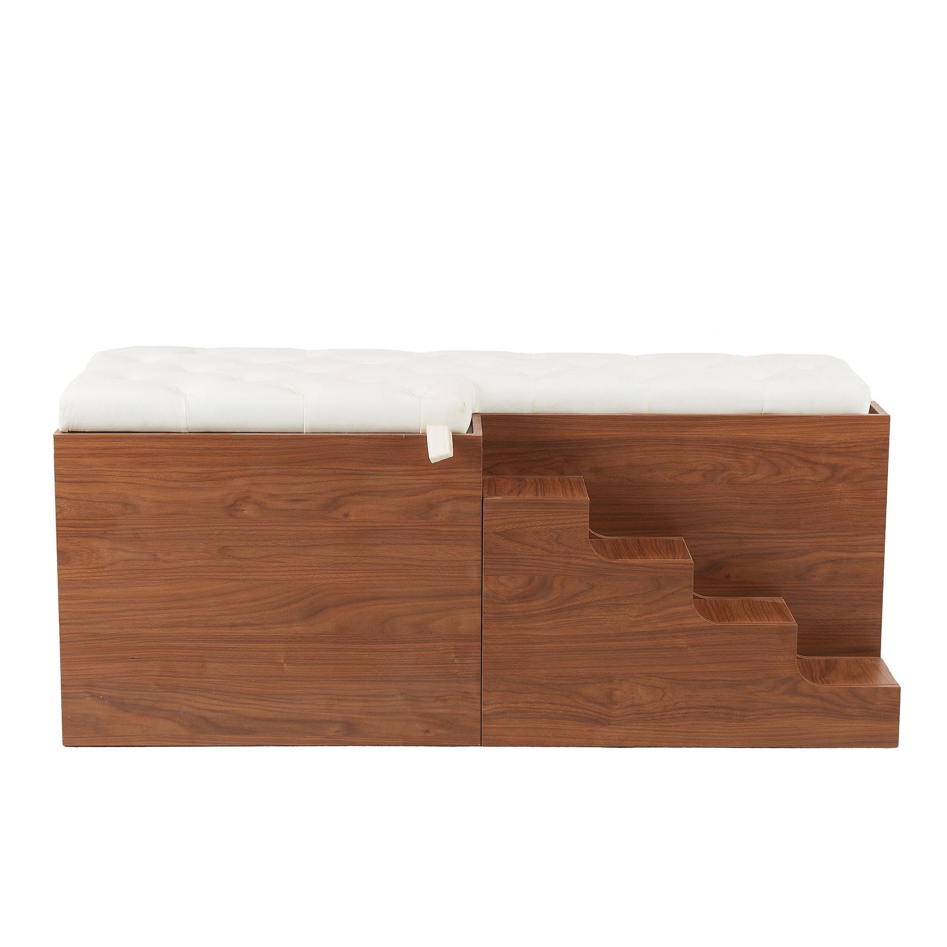 56'L, Furniture Style 2 in 1 Dog Crate with Padded Seat, Sliding Barn Door, Luxury Wooden Dog Kennel, End of Bed Bench Ottoman with Removable Cushion for Bedroom, Living Room, Walnut