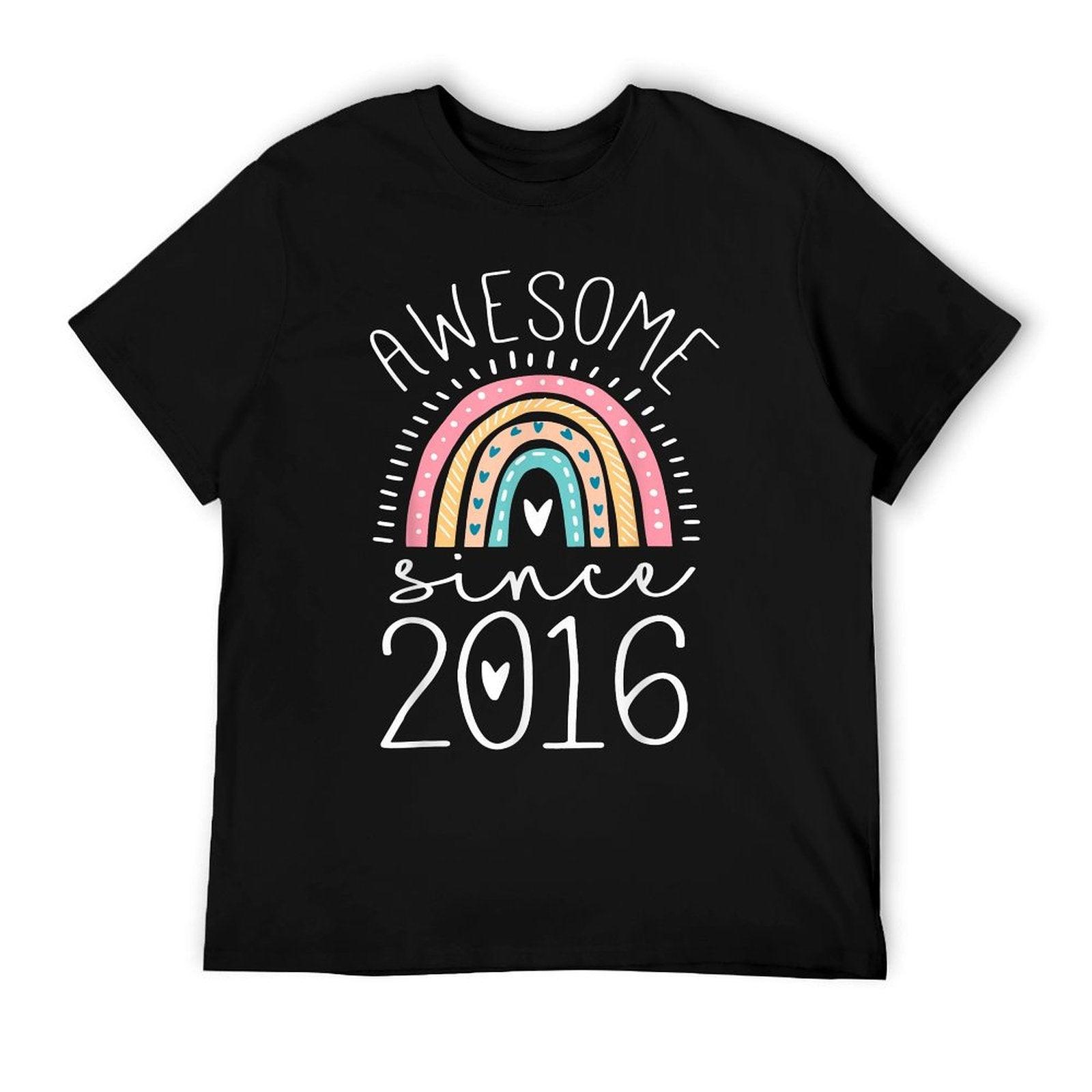 Awesome Since 2016 9th Birthday Rainbow Gifts Born In 2016 T-Shirt