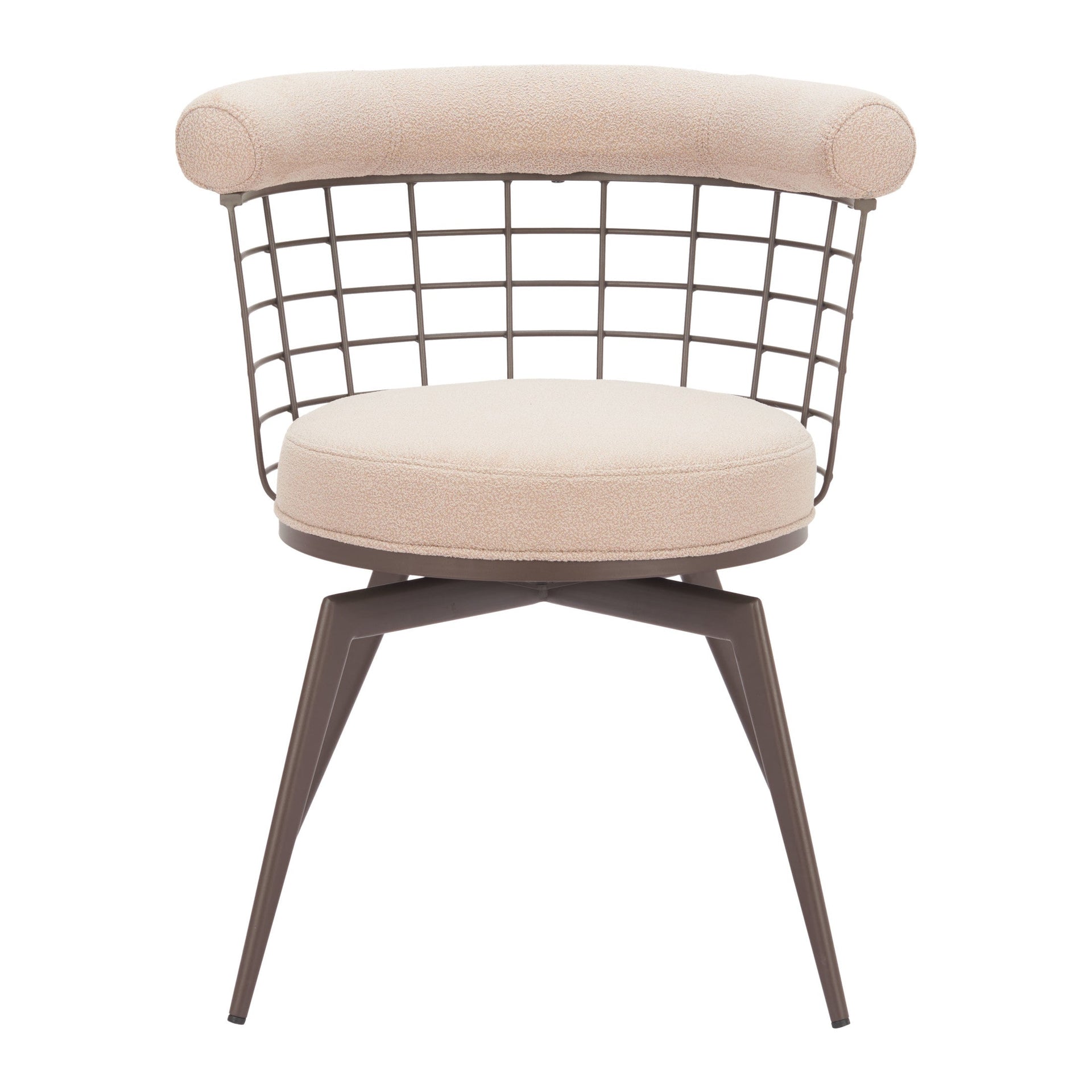 Saku Swivel Dining Chair Beige & Brown
