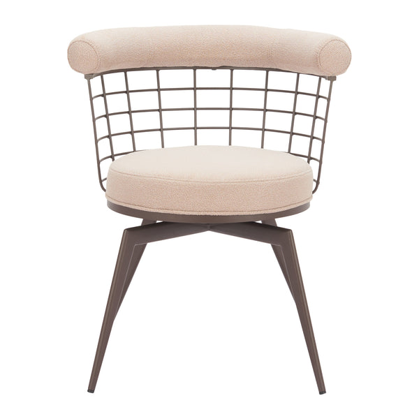 Saku Swivel Dining Chair Beige & Brown