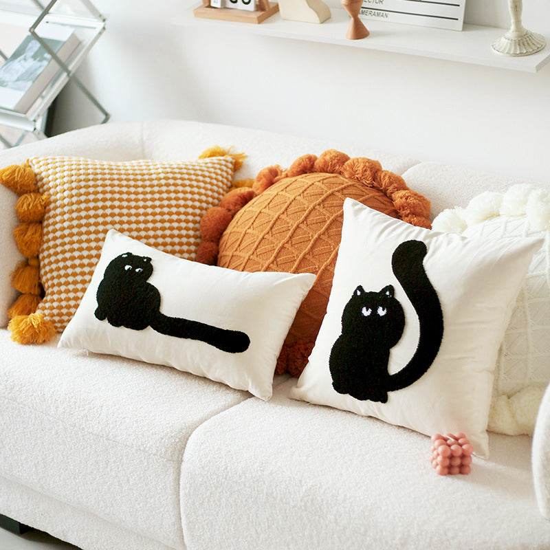 Original Design Modern Minimalist Cat Embroidered Cushion