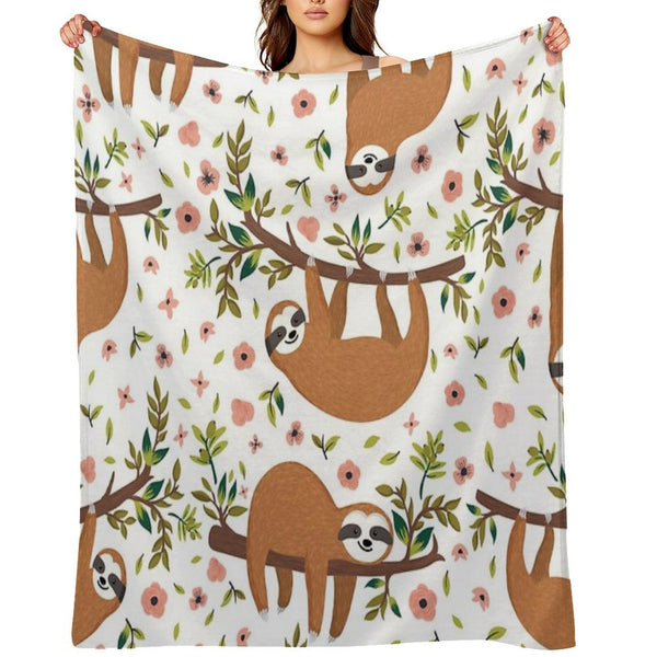 Cute Sloths Gift-ready Throw Blanket