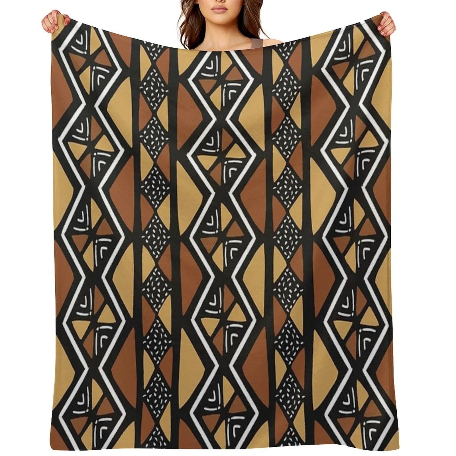African Mud Cloth Mali Throw Blanket
