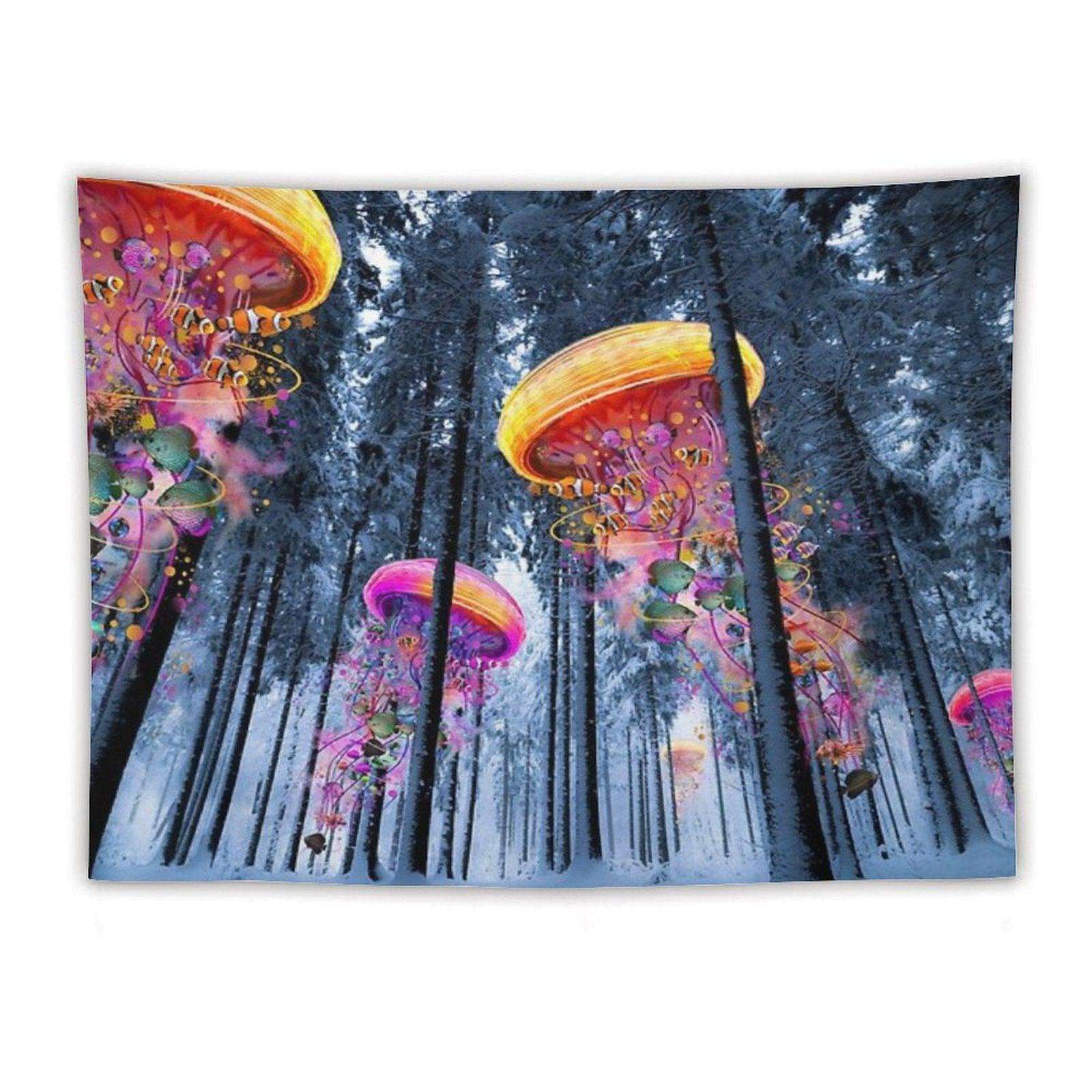 New Winter Forest of Electric Jellyfish Worlds Tapestry