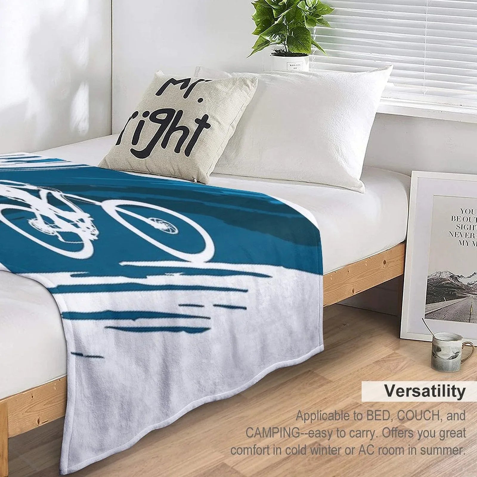 Silhouette of A Cyclist Riding A Mountain Bike Throw Blanket