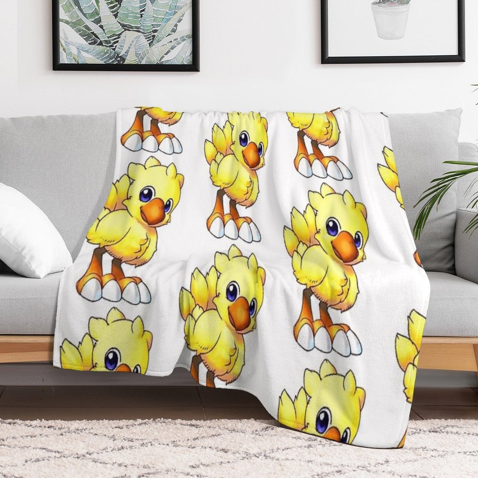 Baby Chocobo II  Final Fantasy Easter Collection Travel-friendly Throw Blanket