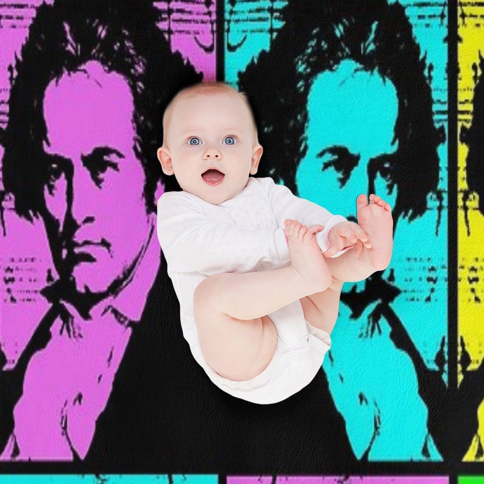 Pop Art Beethoven Velvety-soft Throw Blanket