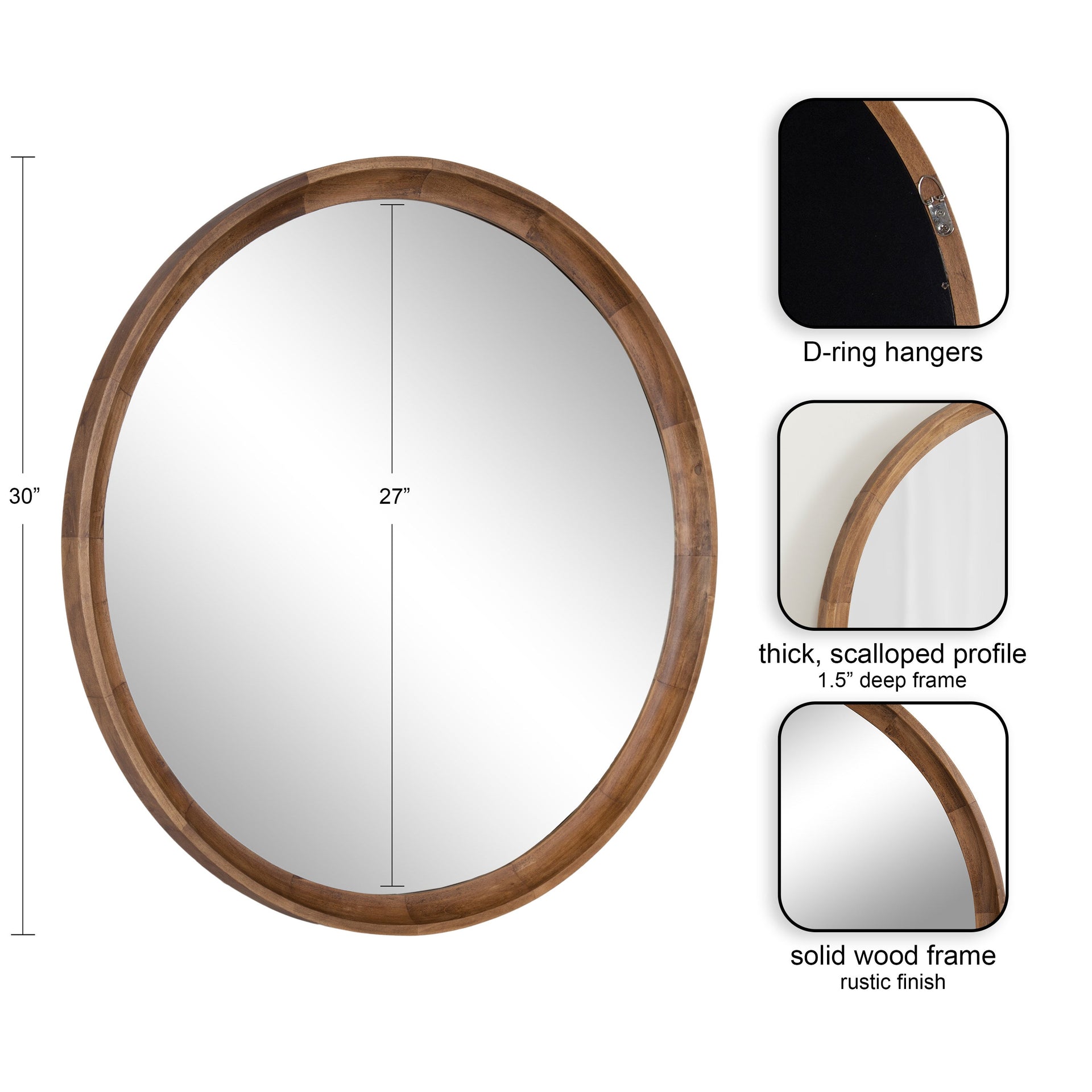 Hatherleigh Round Wood Wall Mirror