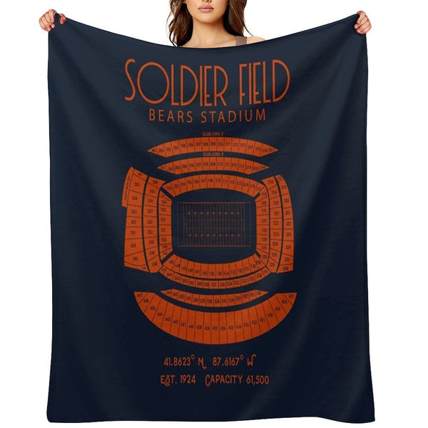 Chicago Bears Soldier Field Poster Print Compact Throw Blanket