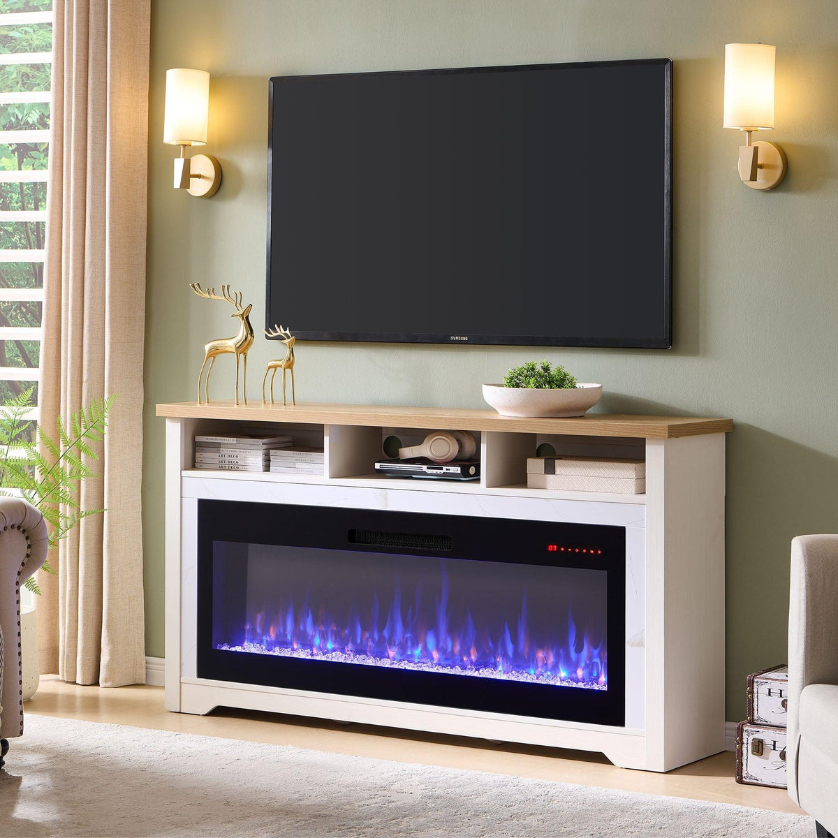 70 Inch Fireplace TV Stand for TVs Up to 70