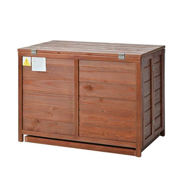 Solid Wood Foldable Dog Crate Furniture with 360° Rotating Feeder and Removable Tray