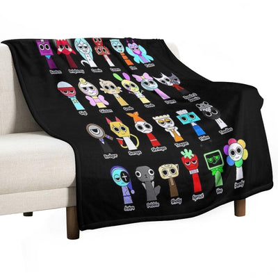 All Sprunki Phase 2 Horror Evil Scary Sprunki Boys Girls Premium Throw Blanket