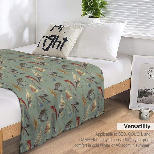 Fly Fishing with Hand Tied Flies! Multi-functional Throw Blanket
