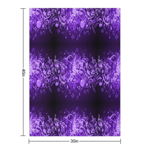 Purple Glow Music Notes Travel-friendly Throw Blanket