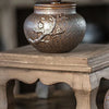Dark Brown Ceramic Storage Canister with Plum Tree Motif