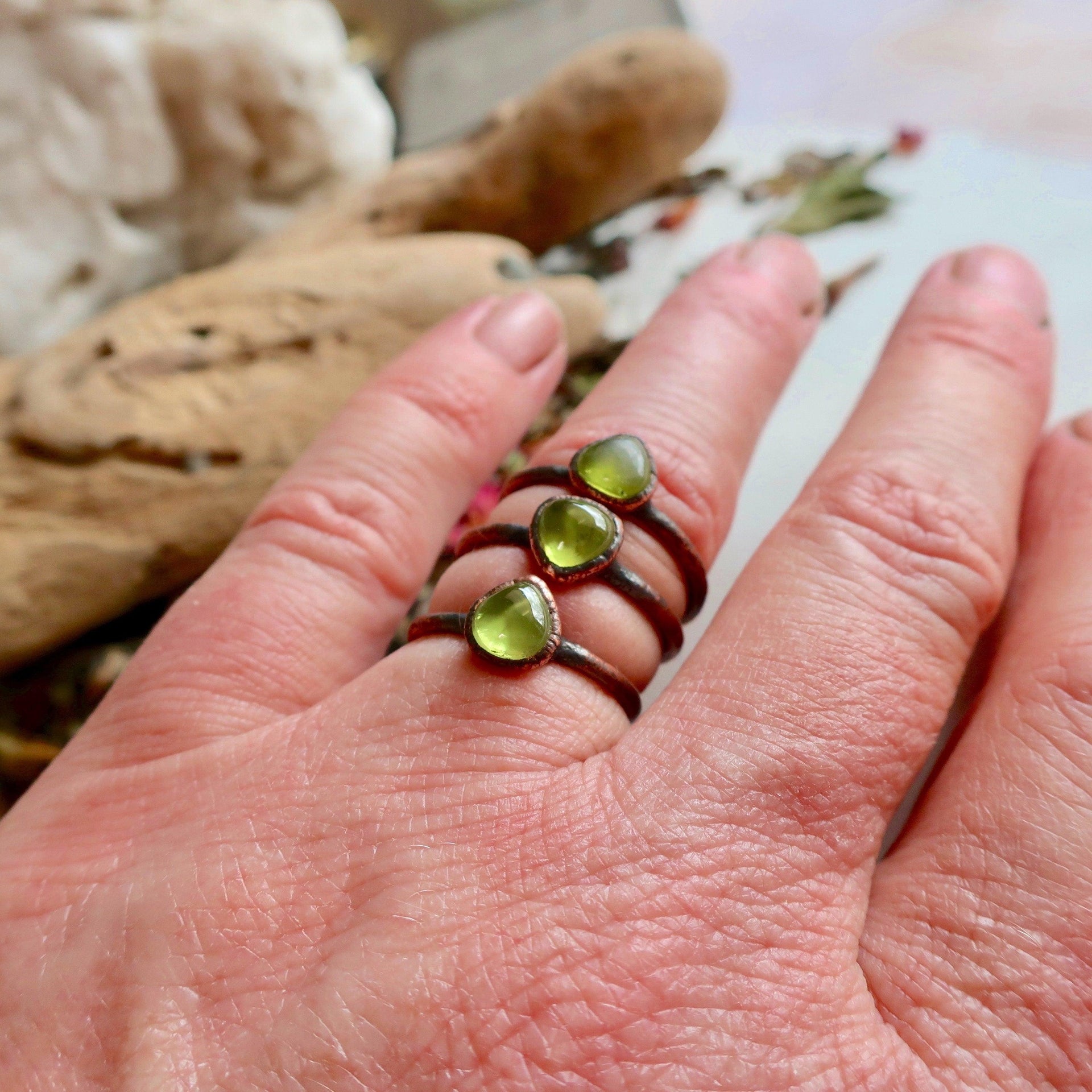 Peridot Copper Ring - Open Hearted Growth and Renewal | By Blackbird & Sage