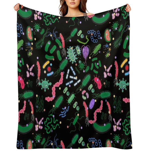 Microbiologist Pattern Microbes, Virus, Bacteria-microbiology Quick-dry Throw Blanket