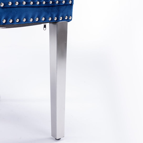 Nikki Collection Modern Tufted Solid Wood Velvet Upholstered Dining Chair with Chrome Legs